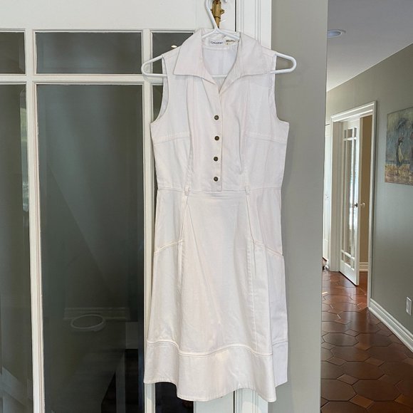 Calvin Klein White Button-up Collar Dress - Picture 1 of 5